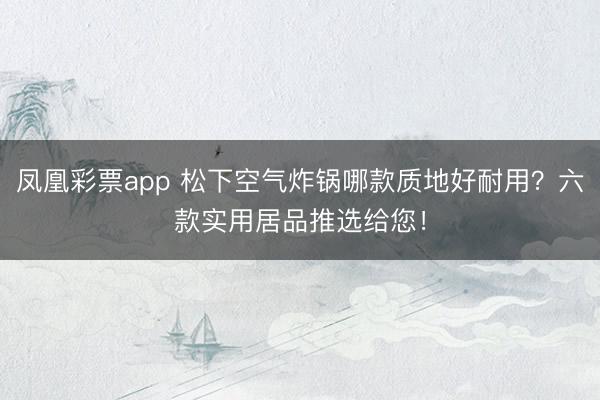 凤凰彩票app 松下空气炸锅哪款质地好耐用？六款实用居品推选给您！