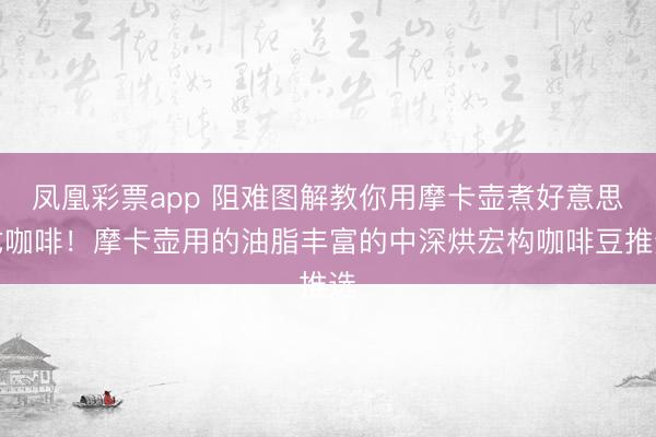 凤凰彩票app 阻难图解教你用摩卡壶煮好意思式咖啡！摩卡壶用的油脂丰富的中深烘宏构咖啡豆推选