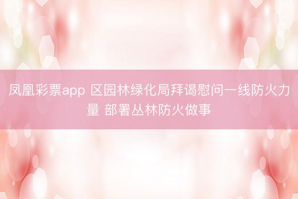 凤凰彩票app 区园林绿化局拜谒慰问一线防火力量 部署丛林防火做事