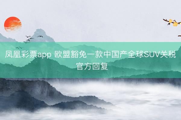 凤凰彩票app 欧盟豁免一款中国产全球SUV关税 官方回复