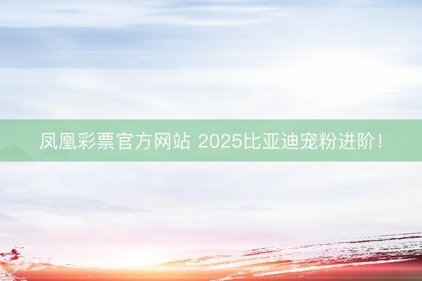 凤凰彩票官方网站 2025比亚迪宠粉进阶！
