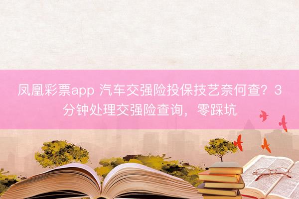 凤凰彩票app 汽车交强险投保技艺奈何查？3分钟处理交强险查询，零踩坑