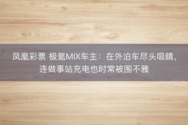 凤凰彩票 极氪MIX车主：在外泊车尽头吸睛，连做事站充电也时常被围不雅