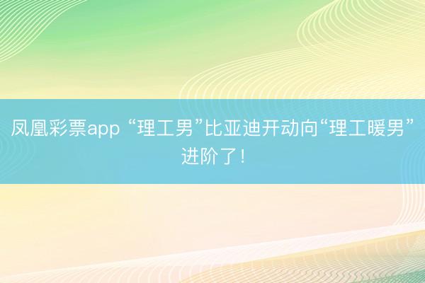 凤凰彩票app “理工男”比亚迪开动向“理工暖男”进阶了！