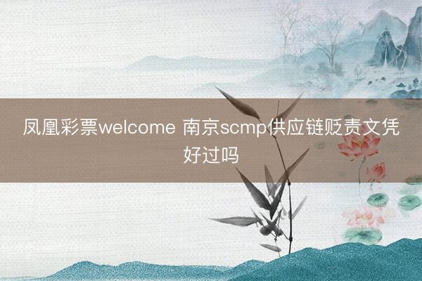 凤凰彩票welcome 南京scmp供应链贬责文凭好过吗