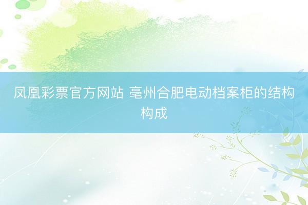凤凰彩票官方网站 亳州合肥电动档案柜的结构构成