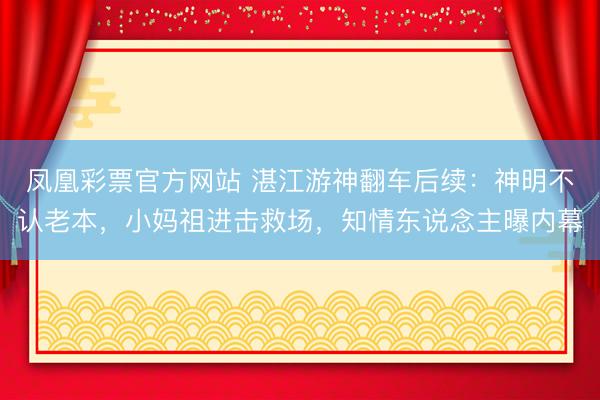 凤凰彩票官方网站 湛江游神翻车后续：神明不认老本，小妈祖进击救场，知情东说念主曝内幕
