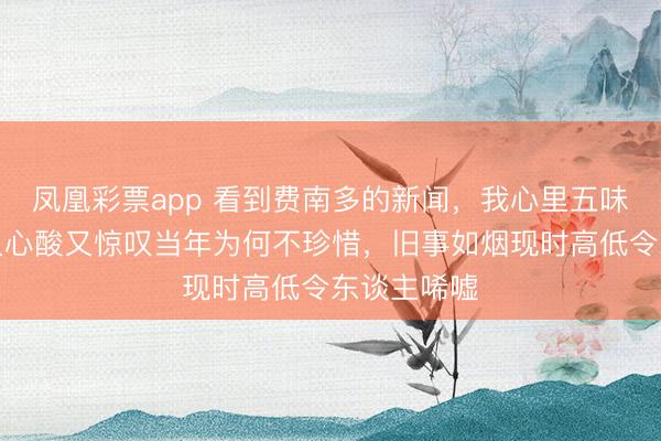 凤凰彩票app 看到费南多的新闻，我心里五味杂陈的，又心酸又惊叹当年为何不珍惜，旧事如烟现时高低令东谈主唏嘘