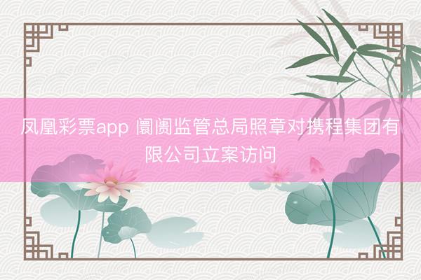 凤凰彩票app 阛阓监管总局照章对携程集团有限公司立案访问