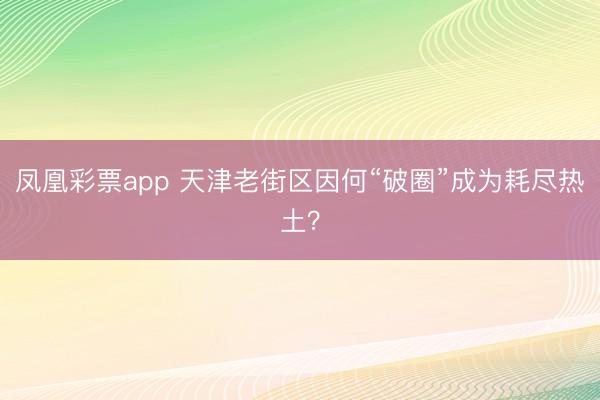 凤凰彩票app 天津老街区因何“破圈”成为耗尽热土？