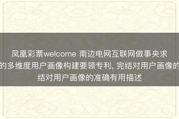 凤凰彩票welcome 南边电网互联网做事央求基于数据中台的多维度用户画像构建要领专利， 完结对用户画像的准确有用描述