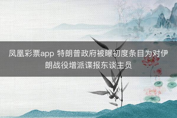 凤凰彩票app 特朗普政府被曝初度条目为对伊朗战役增派谍报东谈主员
