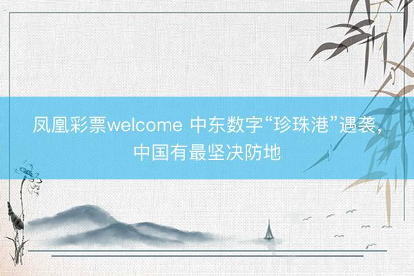 凤凰彩票welcome 中东数字“珍珠港”遇袭，中国有最坚决防地