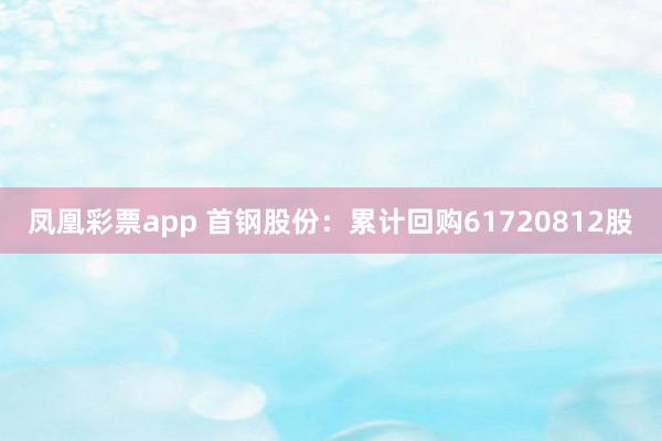 凤凰彩票app 首钢股份：累计回购61720812股