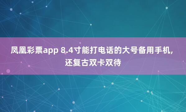 凤凰彩票app 8.4寸能打电话的大号备用手机, 还复古双卡双待