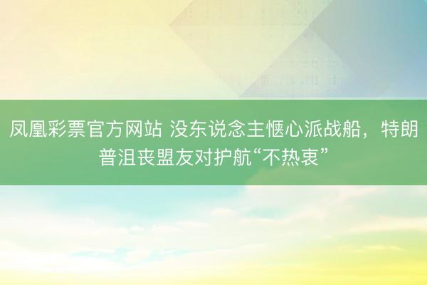 凤凰彩票官方网站 没东说念主惬心派战船，特朗普沮丧盟友对护航“不热衷”