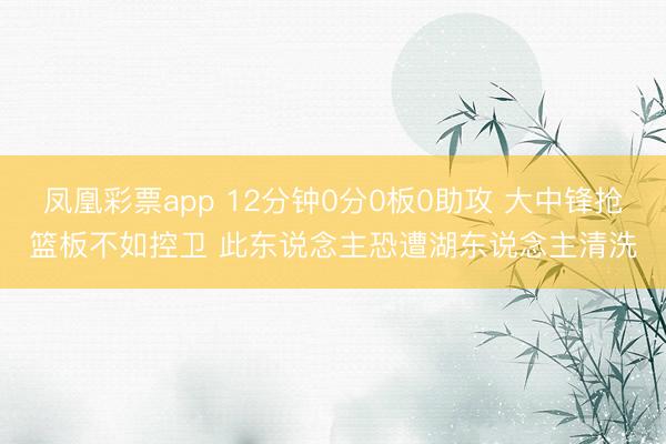 凤凰彩票app 12分钟0分0板0助攻 大中锋抢篮板不如控卫 此东说念主恐遭湖东说念主清洗