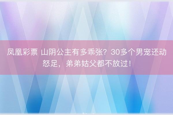凤凰彩票 山阴公主有多乖张？30多个男宠还动怒足，弟弟姑父都不放过！