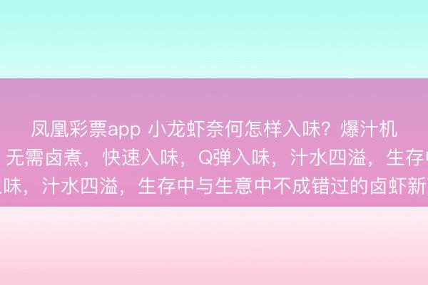 凤凰彩票app 小龙虾奈何怎样入味？爆汁机烹制的小龙虾新次第，无需卤煮，快速入味，Q弹入味，汁水四溢，生存中与生意中不成错过的卤虾新次第