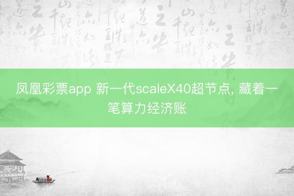 凤凰彩票app 新一代scaleX40超节点, 藏着一笔算力经济账