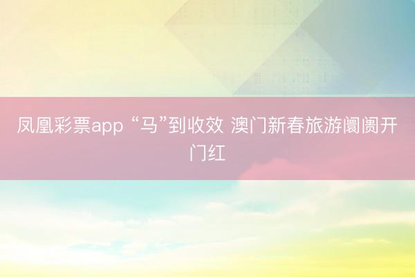 凤凰彩票app “马”到收效 澳门新春旅游阛阓开门红