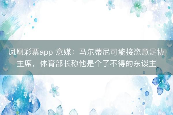 凤凰彩票app 意媒：马尔蒂尼可能接恣意足协主席，体育部长称他是个了不得的东谈主