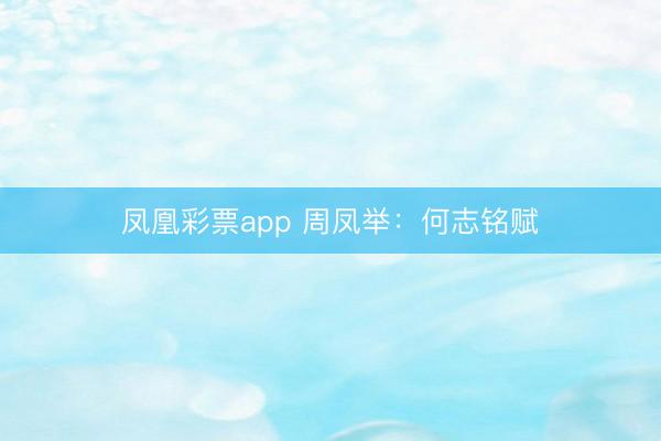 凤凰彩票app 周凤举:何志铭赋