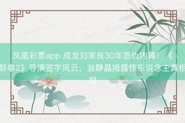 凤凰彩票app 成龙刘家良30年恩仇内幕！《醉拳2》导演签字风云，翁静晶揭露惊东说念主真相