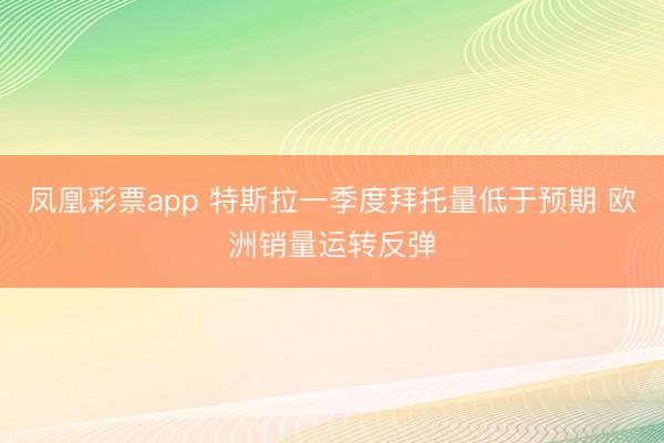 凤凰彩票app 特斯拉一季度拜托量低于预期 欧洲销量运转反弹