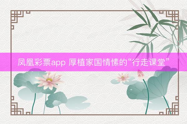 凤凰彩票app 厚植家国情愫的“行走课堂”