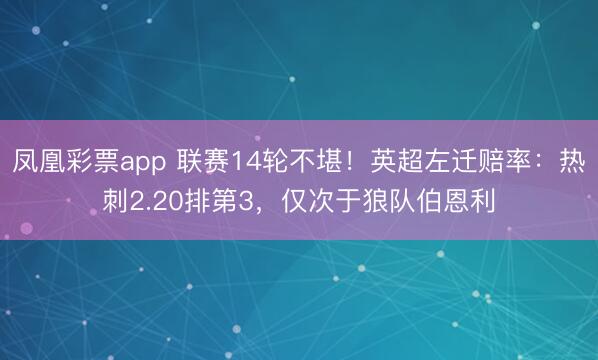 凤凰彩票app 联赛14轮不堪！英超左迁赔率：热刺2.20排第3，仅次于狼队伯恩利