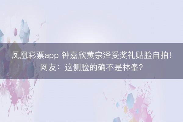 凤凰彩票app 钟嘉欣黄宗泽受奖礼贴脸自拍！网友：这侧脸的确不是林峯？