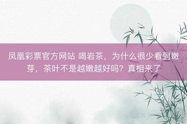 凤凰彩票官方网站 喝岩茶，为什么很少看到嫩芽，茶叶不是越嫩越好吗？真相来了