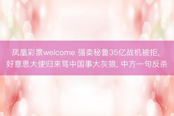 凤凰彩票welcome 强卖秘鲁35亿战机被拒， 好意思大使归来骂中国事大灰狼， 中方一句反杀