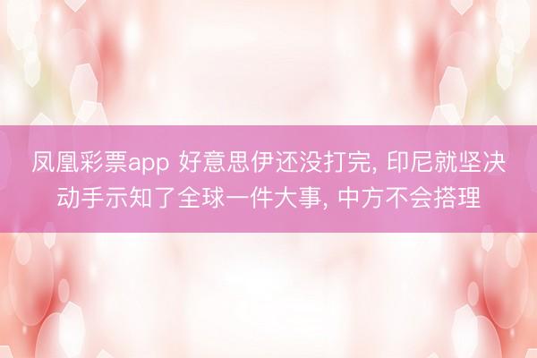 凤凰彩票app 好意思伊还没打完， 印尼就坚决动手示知了全球一件大事， 中方不会搭理
