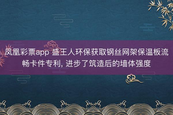 凤凰彩票app 盛王人环保获取钢丝网架保温板流畅卡件专利， 进步了筑造后的墙体强度