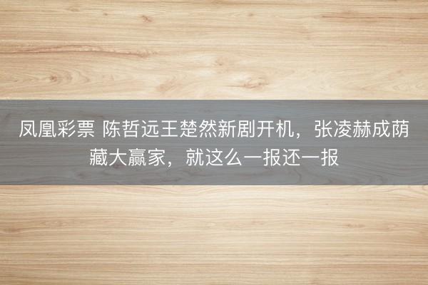 凤凰彩票 陈哲远王楚然新剧开机，张凌赫成荫藏大赢家，就这么一报还一报