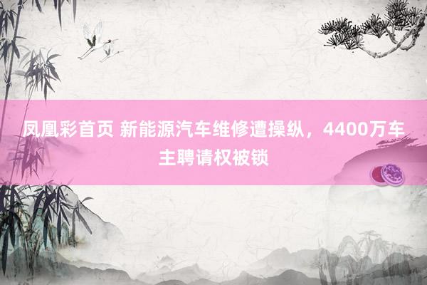 凤凰彩首页 新能源汽车维修遭操纵，4400万车主聘请权被锁
