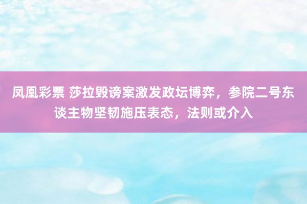 凤凰彩票 莎拉毁谤案激发政坛博弈，参院二号东谈主物坚韧施压表态，法则或介入