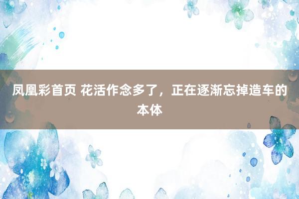 凤凰彩首页 花活作念多了，正在逐渐忘掉造车的本体