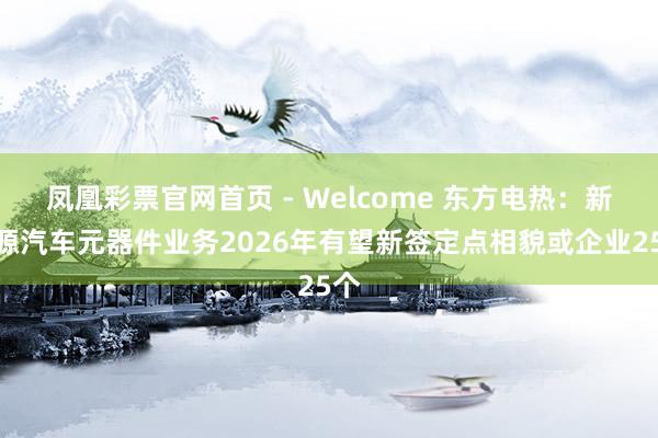凤凰彩票官网首页 - Welcome 东方电热：新能源汽车元器件业务2026年有望新签定点相貌或企业25个
