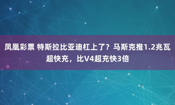 凤凰彩票 特斯拉比亚迪杠上了？马斯克推1.2兆瓦超快充，比V4超充快3倍