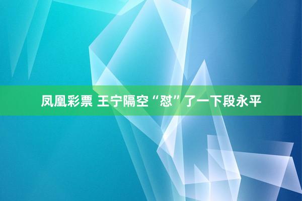 凤凰彩票 王宁隔空“怼”了一下段永平