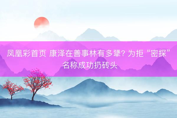 凤凰彩首页 康泽在善事林有多犟? 为拒 “密探” 名称成功扔砖头