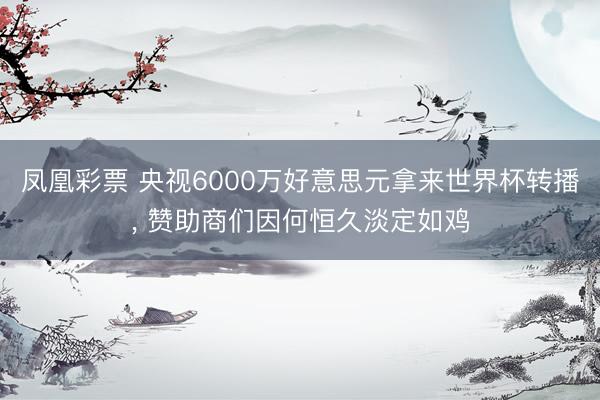 凤凰彩票 央视6000万好意思元拿来世界杯转播， 赞助商们因何恒久淡定如鸡