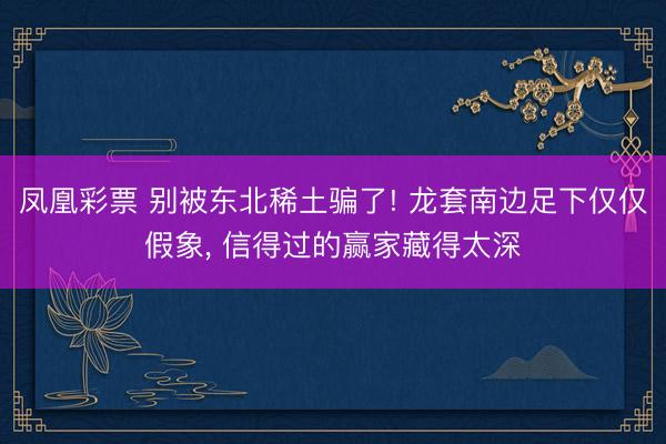 凤凰彩票 别被东北稀土骗了! 龙套南边足下仅仅假象， 信得过的赢家藏得太深