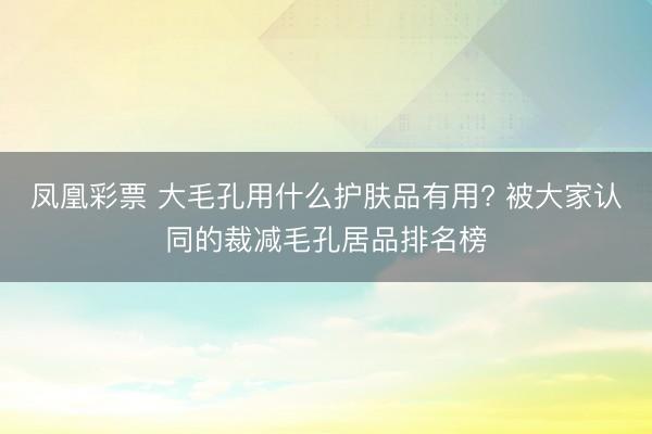 凤凰彩票 大毛孔用什么护肤品有用? 被大家认同的裁减毛孔居品排名榜
