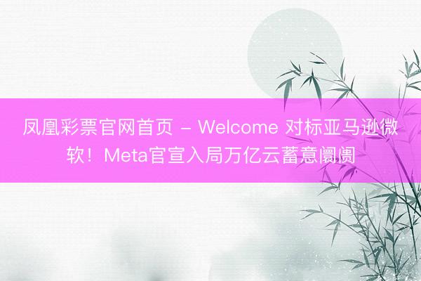 凤凰彩票官网首页 - Welcome 对标亚马逊微软！Meta官宣入局万亿云蓄意阛阓