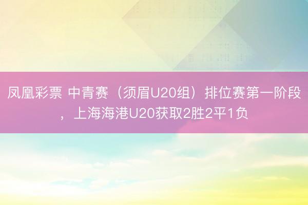 凤凰彩票 中青赛（须眉U20组）排位赛第一阶段，上海海港U20获取2胜2平1负