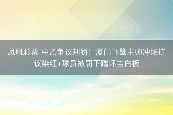 凤凰彩票 中乙争议判罚！厦门飞鹭主帅冲场抗议染红+球员被罚下踹坏告白板